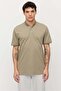 Men's T-Shirt with Buttoned Collar and Contrast Color Details