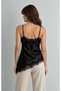 Black Lace Detailed Satin Woven Blouse - 5