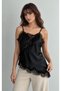 Black Lace Detailed Satin Woven Blouse