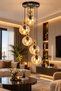 Lorenza 5.Li Pendant Lamp Yuv. ✨ Braided Cable ✨   Black ✨   Gold Detailled ✨   Bal Glop Glass Modern Living Room Chandelier ✨   Kitchen Glass Chandelier ✨   Modern Chandelier Models Lighting Ceiling Lighting Living Room Pendant Lamp - 3