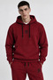 Burgundy Black Embroidered Tracksuit Set, 3 Thread Combed Cotton Winter Quality Fabric Men's Top and Bottom Set