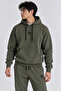 Sweatshirt Tracksuit Set, Soft Fabric, Khaki Black Embroidered Cotton 3 Thread Threaded - 2