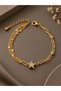 Gold Color Brass Paperclip and Chain Star Model Women's Bracelet