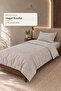 Coffee Yarn Dyed Ranforce Cotton Single Striped Buttoned Duvet Cover Set 160X220 cm - 5