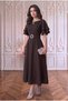 Belted Layered Sleeved Midi Dress Combination - 3