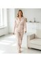 Powder Pink Stripe Cream Teddy Bear Soft Suede Pajama Set (Size m _ Size Range 3XL) - 3