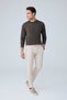 Men's Comfort Fit Cotton Viscose Fabric Linen Look Beige Trousers - 216Dngr
