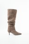 Greta Women's Genuine Leather Pleated Zipperless Mink Boots - 3