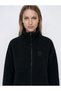 Zippered Teddy Plush Coat Women's - Black - 4