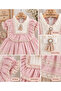 Powder Pink Dress with Lace Brooch - 3