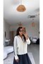 Ecru Garnished Zippered Knitwear Cardigan - 3