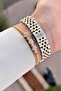Gold Silver Color 30 mm Crystal Glass Women's Wristwatch with Gift Packaging - 5