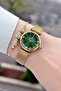 Dial Green Strap Gold Color 26 mm Women's Wristwatch with Gift Packaging - 2