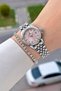 Dial Pink Cord Silver Color 28 mm Women's Wristwatch with Gift Packaging