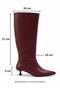 Women's Pointed Toe Side Zipper Heeled Daily Boots Zery Claret Red - 4