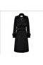 Jacket Collar Sleeve Detailed Black Trench Coat 12667 - 4