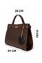 Yelena Light Brown Faux Leather Women's Shoulder Bag with Gold Charm Details - 3