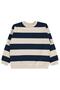 Thick Striped Basic Sweatshirt for 10-13 Years Old - Navy Blue