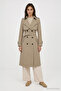 Jacket Collar Sleeve Detailed Mink Trench Coat 12667 - 2