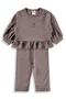 Rabbit Printed Ruffle Set for 6-18 Months - Brown