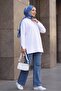Crew Neck Slit Oversize Combed Cotton Tunic -White - 5