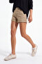 Women's Suede Textured Mary Jane Multi-Piece Drawstring Detailed Lace-Up Retro Casual Ballerina Sneaker Varemi Beige Suede - 6