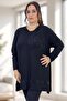 Stone-Embroidered Circular Neck Bell Cut Plus Size Blouse - 2