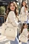 Women's Multi-Compartment Beige Casual Satin Multi-Pocket Shoulder Bag