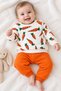 Carrot Patterned Baby Set 100% Cotton Sweatshirt Sweatpants 6-9-12-18 Months Unisex Children's Clothing Set