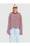 Long Sleeve Burgundy Striped Sweatshirt G-9672