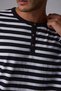 Men's Snap Detail Long Sleeve Regular Fit Striped T-Shirt Black-White - 2