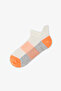 Boy's Neon Orange Gray Cotton Heart Patterned 3 Pairs Booties Socks - 3