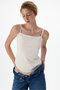 Ecru Square Neck Cotton Cami Tank Top