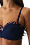 Navy Blue Lotus Strapless Embroidery Bra - 3