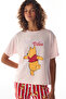 Pink Winnie the Pooh Monday Vibes Bear Patterned Pants Short Sleeve Pajama Set - 3