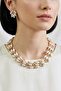Evening Dress Pearl and Stone Arpa Necklace Earring Set - 2