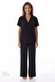 Black White Polka Dot Patterned Short Sleeve Shirt Pants Pajama Set