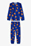 Boy's Cobalt Blue Nap Time Cotton Long Sleeve 2-Piece Pajama Set - 5