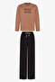Men's Clear Mind Geometric Patterned Trouser Long Sleeve Pajama Set