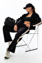 Black Silky Touch Stripe Detailed Trousers