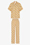 Yellow Hannah Checker Pattern Short Sleeve Shirt Pants Pajama Set - 5