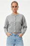 Women's Tilia Crop Gray Knit Cardigan