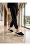Women's Black Color Front Button Detailed, Soft, Plush, Washable, Warm Home Slippers Sole Height 2.5cm - 2