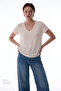 Ecru Modal V-Neck T-Shirt - 2