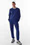 Navy Blue High Waist Elastic Cuffed Sweatpants - 2