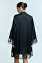 Black Ange Lace Long Sleeve Dressing Gown - 3