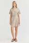 Women's V-Neck Elastic Waist Buttoned Mini Jumpsuit - 2