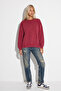 Women's Oversize Sweatshirt with Faded Effect, Washed Crew Neck, 100% Cotton - 3