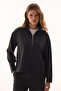 Anthracite Half-Zip Striped Polo Collar Sweatshirt