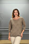 Women's Mink Boat Neck Star Openwork Lycra 100% Cotton Yarn Thin Knitwear Blouse - 3